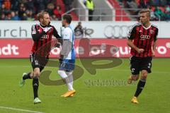 2. Bundesliga - FC Ingolstadt 04 - VfL Bochum - Moritz Hartmann (9) schießt auf das Tor und erzielt das 1:0 Tor Jubel, rechts Lukas Hinterseer (16)