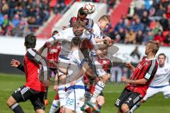 2. BL - Saison 2014/2015 - FC Ingolstadt 04 - FSV Frankfurt - Marvin Matip (#34 FC Ingolstadt 04) beim Kopfball - Lukas Hinterseer (FC Ingolstadt 04) - Foto: Jürgen Meyer