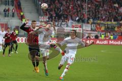 2. Bundesliga - FC Ingolstadt 04 - 1. FC Union Berlin - Kampf um den Ball links Lukas Hinterseer (16) und mitte Michael Parensen, rechts Roberto Puncec