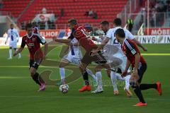 2. Bundesliga - FC Ingolstadt 04 - Erzgebirge Aue - Sturm zum Tor von links Stefan Lex (14) Lukas Hinterseer (16) und rechts Mathew Leckie (7)