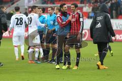 2. Bundesliga - FC Ingolstadt 04 - 1. FC Union Berlin - #Torwart Andre Weis (33) gratuliert Andre Mijatović (4)