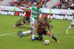 2. Bundesliga -  Saison 2014/2015 - FC Ingolstadt 04 - SpVgg Greuther Fürth - Zweikampf links Benedikt Röcker und rechts Mathew Leckie (7)