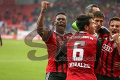 2. Bundesliga - FC Ingolstadt 04 - 1. FC Union Berlin - Andre Mijatović (4) köpft zum 3:3 Tor Jubel, Roger de Oliveira Bernardo (8) schreit