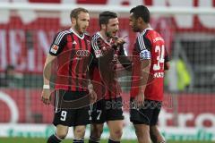 2. Bundesliga - Fußball - FC Ingolstadt 04 - Fortuna Düsseldorf - Moritz Hartmann (9, FCI) zieht ab Tor zum Ausgleich 1:1 Jubel Mathew Leckie (7, FCI) und Marvin Matip (34, FCI)