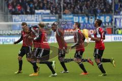 2. Bundesliga - FC Ingolstadt 04 - VfL Bochum - links Lukas Hinterseer (16) erzielt das 2:0 für Ingolstadt, Jubel Tor Mathew Leckie (7) Roger de Oliveira Bernardo (8) Konstantin Engel (20)