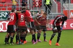 2. Bundesliga -  Saison 2014/2015 - FC Ingolstadt 04 - SpVgg Greuther Fürth - rechts Mathew Leckie (7) überwindet Torwart Wolfgang Hesl und erzielt das 1:0 Tor Jubel