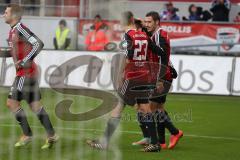 2. Bundesliga - FC Ingolstadt 04 - VfL Bochum - Tor zum 3:0 durch Mathew Leckie (7), Jubel mit Pascal Groß (10) Karl-Heinz Lappe (25) und Robert Bauer (23)