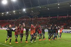2. Bundesliga - Fußball - FC Ingolstadt 04 - Fortuna Düsseldorf - Sieg 3:2 Jubel Team feiert auf dem Platz HUMBA Tanz