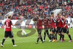 2. Bundesliga - FC Ingolstadt 04 - 1. FC Heidenheim - Tor Jubel Führung für FCI durch am Lukas Hinterseer (16), Marvin Matip (34) jubelt zu Moritz Hartmann (9) für die tolle Flanke