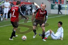 2. BL - Saison 2014/2015 - FC Ingolstadt 04 - Karlsruher SC - Mathew Leckie (#7 FC Ingolstadt 04) - Tobias Levels (FC Ingolstadt 04) -