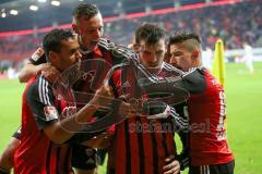 2. BL - FC Ingolstadt 04 - FC St. Pauli - Pascal Groß (10) zieht ab und erzielt das 2:1 Tor, Jubel, Robert Bauer (23) Marvin Matip (34) Danilo Soares Teodoro (15)