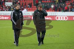 2. Bundesliga - FC Ingolstadt 04 - 1. FC Union Berlin - Nervlich angespannt Co-Trainer Michael Henke und rechts Cheftrainer Ralph Hasenhüttl