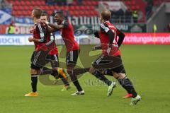 2. Bundesliga - FC Ingolstadt 04 - VfL Bochum - links Lukas Hinterseer (16) erzielt das 2:0 für Ingolstadt, Jubel Tor Mathew Leckie (7) Roger de Oliveira Bernardo (8)