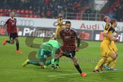 2. Bundesliga - FC Ingolstadt 04 - VfR AAlen - 4:1 - Mathew Leckie (7) mit starkem Antritt auf das Tor und trifft zum 3:1 Tor Jubel, Torwart Jasmin Fejzic (VfR) chancenlos