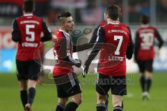 2. Bundesliga - Fußball - FC Ingolstadt 04 - 1860 München - Danilo Soares Teodoro (15, FCI) trifft zum 1:0 Tor Jubel mit Mathew Leckie (7, FCI)