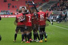 2. Bundesliga - FC Ingolstadt 04 - VfL Bochum - Moritz Hartmann (9) rechts Tor zum 1:0 für Ingolstadt Jubel, Marvin Matip (34) Pascal Groß (10) Lukas Hinterseer (16) Konstantin Engel (20) Benjamin Hübner (5)