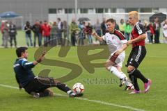 2. Bundesliga - FC Ingolstadt 04 - Saison 2014/2015 - Saisoneröffnung mit Mannschaftsvorstellung - Fanmannschaft gegen 1. Mannschaft Showspiel - rechts Danilo Soares Teodoro (15) scheitert an Torwart Bayram Abanoz