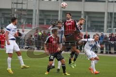 2. Bundesliga - Saison 2014/2015 - Testspiel - FC Ingolstadt 04 - SV Grödig - oben Ecke Kopfball Andre Mijatović (4) unten links Karl-Heinz Lappe (25)