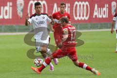 2. Bundesliga - Testspiel - FC Ingolstadt 04 - VfB Stuttgart II - Saison 2014/2015 - links Alfredo Morales (6) wird von den Beinen geholt