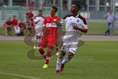 2. Bundesliga - Testspiel - FC Ingolstadt 04 - VfB Stuttgart II - Saison 2014/2015 - Lukas Hinterseer (16) flankt vor dem Stuttgarter Torwart zu Marvin Matip (34) der zum 3:0 Tor köpft