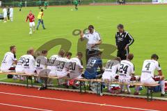 2. Bundesliga - Testspiel - FC Ingolstadt 04 - Wacker Innsbruck - 2:1 - Cheftrainer Ralph Hasenhüttl in der Pause vor gesamter Mannschaft, Ansprache Halbzeit, rechts Co-Trainer Michael Henke