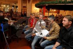 FC Ingolstadt 04 Fan-Treffen - Stefan Wannenwetsch links und Thomas Linke am Mikrofon mit Italo Mele mit Trainer Ralph Hasenhüttl ganz rechts - Foto: Jürgen Meyer