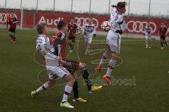 U19 - FC Ingolstadt 04 - FC Bayern München - Ahmeti Glerdis rot FC Ingolstadt 04 - Gschwend Alexander weiss links FC Bayern München - Ramser Lukas weiss rechts FC Bayern München - Foto: Jürgen Meyer