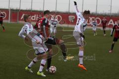 U19 - FC Ingolstadt 04 - FC Bayern München - Ahmeti Glerdis rot FC Ingolstadt 04 - Gschwend Alexander weiss links FC Bayern München - Ramser Lukas weiss rechts FC Bayern München - Foto: Jürgen Meyer