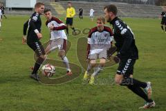 Regionalliga Bayern - FC Ingolstadt 04 II - SV Seligenporten - weiss links Albano Gashi (20) und rechts Samuel Riegger (17)