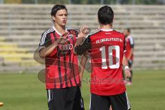 Regionalliga Bayern - FC Ingolstadt 04 II - TSV Buchbach 1:1 - links Marcel Hagmann (23) und Stefan Müller (10) klatschen ab