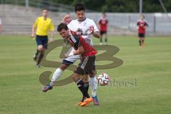 Regionalliga Bayern - FC Ingolstadt 04 II - FC Eintracht Bamberg - Kopfballduell Andreas Buchner (16) gegen David Najem (Bamberg) hinten