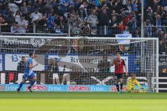 1. Bundesliga - Fußball - TSG 1899 Hoffenheim - FC Ingolstadt 04 - 2:1 für Hoffenheim Tor Enttäuschung beim FCI Torwart Örjan Haskjard Nyland (26, FCI) am Boden links Pirmin Schwegler (TSG 16) und Robert Bauer (23, FCI)