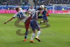 1. Bundesliga - Fußball - Hamburger SV - FC Ingolstadt 04 - knapp am Kopf vorbei Ostrzolek, Matthias (22 HSV) und Pascal Groß (10, FCI)