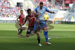 1. Bundesliga - Fußball - TSG 1899 Hoffenheim - FC Ingolstadt 04 - Stefan Lex (14, FCI) und Niklas Süle (TSG 25)