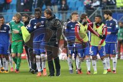 1. Bundesliga - Fußball - Hamburger SV - FC Ingolstadt 04 - Spiel ist aus, FCI geht zu den 800 mitgereisten Fans und bedankt sich. Unentschieden, Danny da Costa (21, FCI) mit Cheftrainer Ralph Hasenhüttl (FCI)