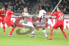 1. BL - Saison 2015/2016 - Hannover 96 - FC Ingolstadt 04 - Moritz Hartmann (#9 FC Ingolstadt 04) - Salif Sane`(#5 Hannover) - Danny da Costa (#21 FC Ingolstadt 04) - Foto: Jürgen Meyer