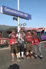 1. BL - Saison 2015/2016 - Schalke 04 - FC Ingolstadt 04 - Fanzug - Fans -  Foto: Jürgen Meyer