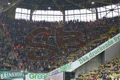 1. Bundesliga - Fußball - Borussia Dortmund - FC Ingolstadt 04 - FCI Fans Kurve Fahnen Jubel