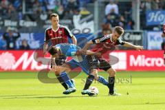 1. Bundesliga - Fußball - TSG 1899 Hoffenheim - FC Ingolstadt 04 - Robert Bauer (23, FCI) Mark Uth (TSG 19) Stefan Lex (14, FCI)