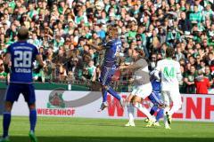 1. BL - Saison 2015/2016 - Werder Bremen - FC Ingolstadt 04 - Lukas Hinterseer (#16 FC Ingolstadt 04) - Jannik Vestergaard (Bremen) - Foto: Jürgen Meyer