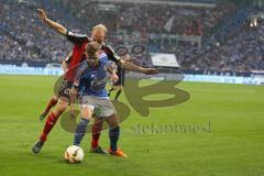 1. BL - Saison 2015/2016 - Schalke 04 - FC Ingolstadt 04 -  Tobias Levels (#28 FC Ingolstadt 04) - Max Meyer (7, Schalke) - Foto: Jürgen Meyer