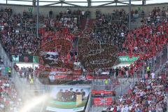 1. Bundesliga - Fußball - FC Augsburg - FC Ingolstadt 04 - Fans FCI Jubel Fahnen Choreo