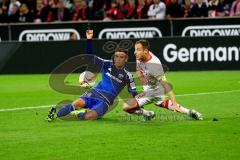 1. Bundesliga - Fußball - 1. FC Köln - FC Ingolstadt 04 - Stefan Lex (14, FCI) spielt Matthias Lehmann aus. (33, FCKöln) Foto: Adalbert Michalik