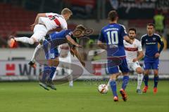 1. Bundesliga - Fußball - VfB Stuttgart - FC Ingolstadt 04 - Lukas Hinterseer (16, FCI) und links Timo Baumgartl (5 Stuttgart) in der Luft