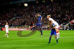 1. Bundesliga - Fußball - 1. FC Köln - FC Ingolstadt 04 - Alfredo Morales (6, FCI) köpft aufs Tor. Lukas Hinterseer (16, FCI) wird von Frederik Sörensen (4,FCKöln) bedrängt.  Foto: Adalbert Michalik