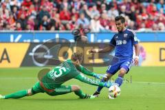 1. Bundesliga - Fußball - Bayer 04 Leverkusen - FC Ingolstadt 04 - Torwart Kresic, Dario (Leverkusen 25) Darío Lezcano (37, FCI) Flanke zu Mathew Leckie (7, FCI) Tor 0:1 für FCI Jubel