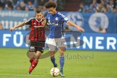 1. BL - Saison 2015/2016 - Schalke 04 - FC Ingolstadt 04 -  Markus Suttner (#29 FC Ingolstadt 04) - Leroy Sané (19, Schalke) - Foto: Jürgen Meyer