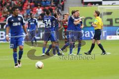 1. Bundesliga - Fußball - Bayer 04 Leverkusen - FC Ingolstadt 04 - Tor 2:1 für Leverkusen Pascal Groß (10, FCI) beschwert sich