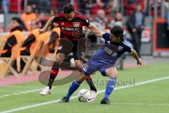 1. BL - Saison 2015/2016 - FC Ingolstadt 04 - Bayer 04 Leverkusen - Almog Cohen (#36 FC Ingolstadt 04) - Karim Bellarabi (Leverkusen 38) - Foto: Meyer Jürgen