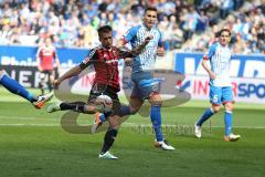 1. Bundesliga - Fußball - TSG 1899 Hoffenheim - FC Ingolstadt 04 - Stefan Lex (14, FCI) nimmt Ball an und erzielt das 0:1 Tor, rechts Niklas Süle (TSG 25)